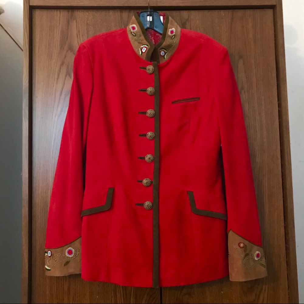 GORSUCH NWT RED SUEDE JACKET/CONTRAST TRIM SZ 8